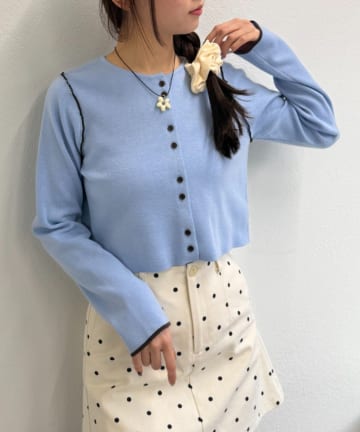 w closet(ダブルクローゼット) 配色パイピングカーディガン