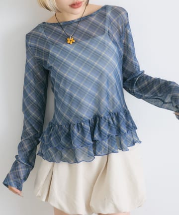 w closet(ダブルクローゼット) 裾フリルシアープルオーバー