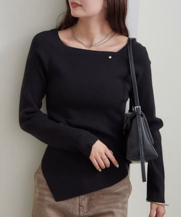 mystic(ミスティック) スクエアネックリブニット