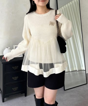 prose verse(プロズヴェール) ウェーブラインチュールレイヤードニット