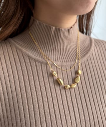 Chez toi(シェトワ) 2連大小ぷっくりネックレス