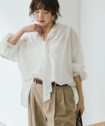 RIVE DROITE(リヴドロワ) 【オンオフ使える】ナロータイブラウス