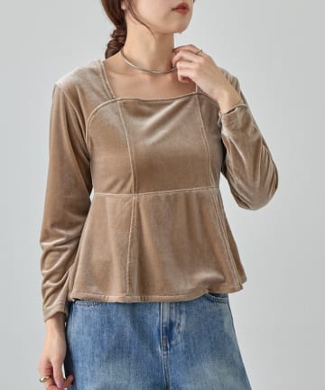 SHENERY(シーナリー) ベロアペプラムプルオーバー