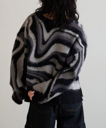 -goocy-(グーシー) 【一着で決まる】起毛マーブル柄ニット