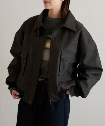 -goocy-(グーシー) 2WAYカラー中綿合皮ブルゾン