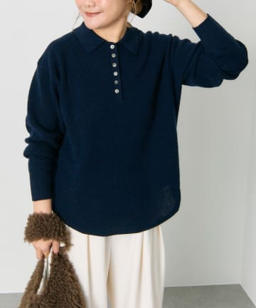 PUAL CE CIN(ピュアルセシン) ワッフルニットポロ