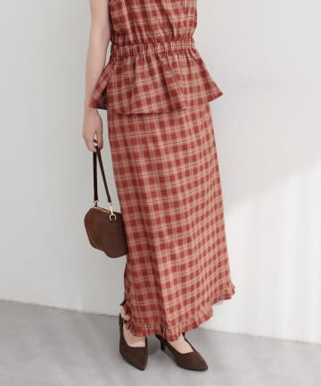 NICE CLAUP / OLIVE des OLIVE OUTLET(ナイスクラップ  / オリーブ デ オリーブ アウトレット) 【natural couture】裾フリルチェック柄スカート