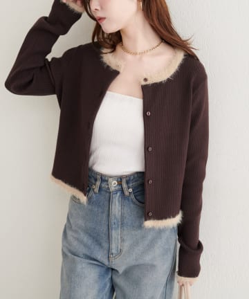 natural couture(ナチュラルクチュール) ニット×フェザーカーディガン