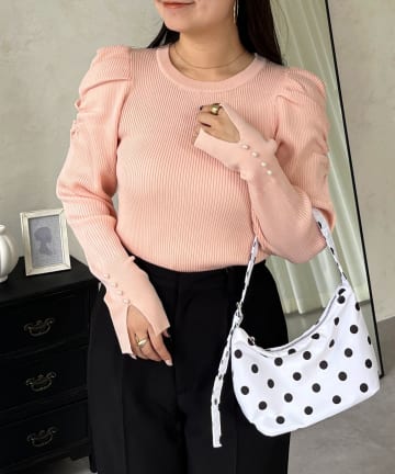 prose verse(プロズヴェール) 袖パールパフスリーブリブニット