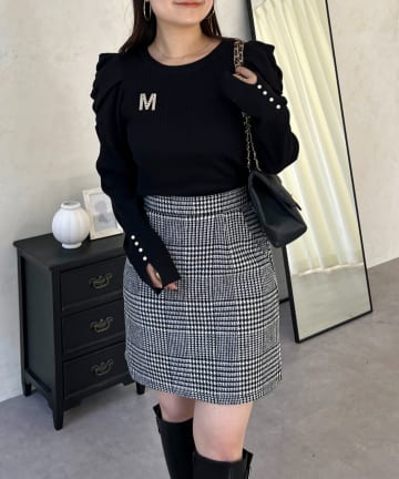 prose verse(プロズヴェール) 袖パールパフスリーブリブニット