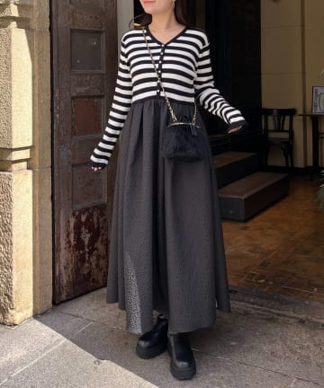 prose verse(プロズヴェール) 【前後2way】パールボタンドッキングフレアワンピース