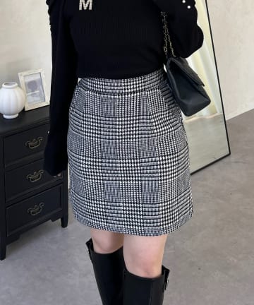 prose verse(プロズヴェール) グレンチェック台形ミニスカート