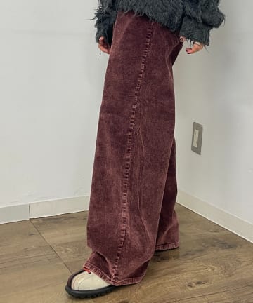 -goocy-(グーシー) 加工コーデュロイワイドストレートパンツ