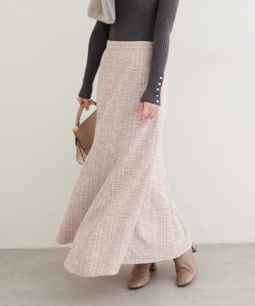 natural couture(ナチュラルクチュール) 【WEB限定】イレヘムツイードチェックスカート