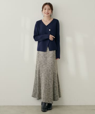 natural couture(ナチュラルクチュール) 【WEB限定】イレヘムツイードチェックスカート