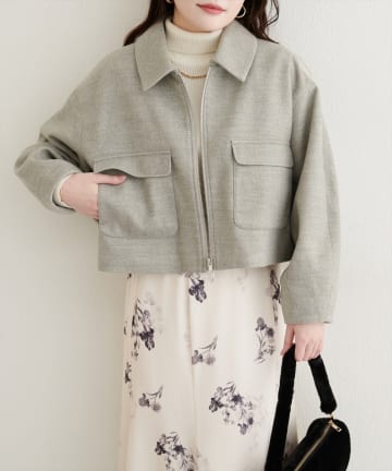 natural couture(ナチュラルクチュール) 衿つきWzipジャケット