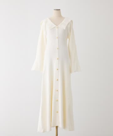 one after another NICE CLAUP(ワンアフターアナザー ナイスクラップ) 襟付き金ボタンニットロングワンピース