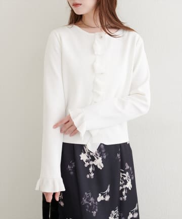 natural couture(ナチュラルクチュール) フリルディティールカーディガン