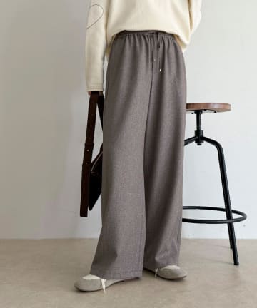 【4サイズ展開】ソフトシャークスキン/チェックイージーパンツ
