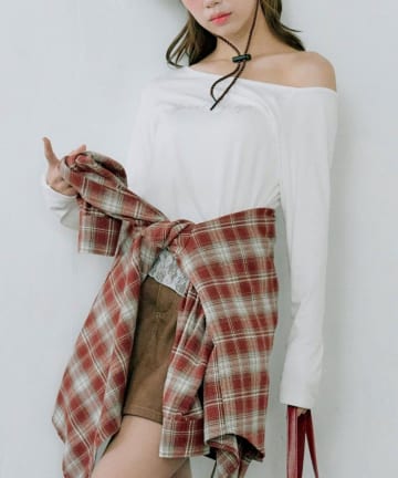 NICE CLAUP / OLIVE des OLIVE OUTLET(ナイスクラップ  / オリーブ デ オリーブ アウトレット) 【olive des olive】タイ付ワンショルトップス