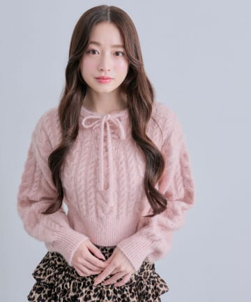 OLIVE des OLIVE(オリーブ デ オリーブ) キラキラケーブルニット