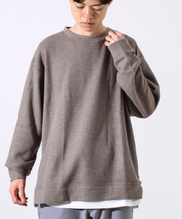 FREDY & GLOSTER(フレディ アンド グロスター) 【1枚でレイヤード見え】畦ニットソー裏起毛フェイクレイヤードロングスリーブ