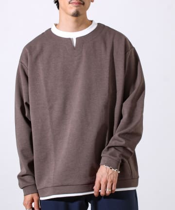 FREDY & GLOSTER(フレディ アンド グロスター) 【全方向杢ダンボール】フェイクキーネックロングスリーブ
