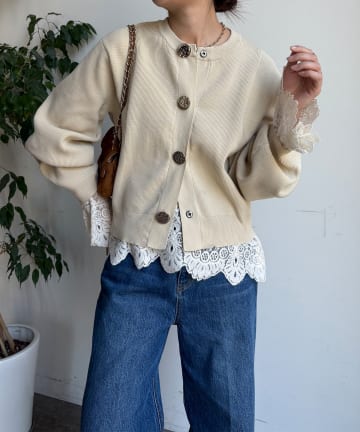 DOUDOU(ドゥドゥ) 【WEB限定】BIGボタンダイバーニットカーディガン