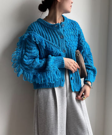 DOUDOU(ドゥドゥ) 【WEB限定】フリンジニットカーディガン