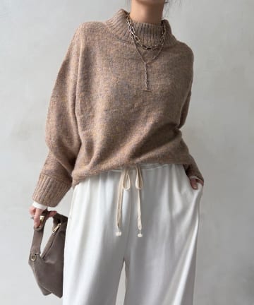 DOUDOU(ドゥドゥ) MIXシャギーボトルネックプルオーバー