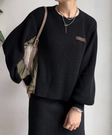 DOUDOU(ドゥドゥ) 【WEB限定】ミリタリー風ドッキングニット