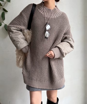 DOUDOU(ドゥドゥ) 【WEB限定】キルティング切替ニット