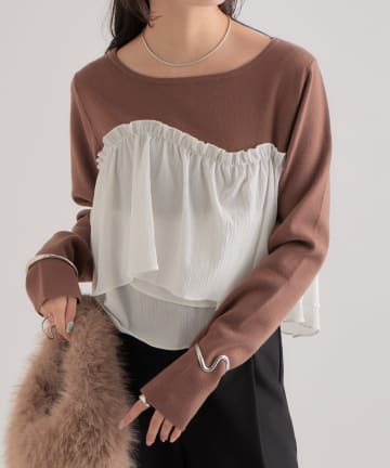 mystic(ミスティック) 【一枚で簡単に決まる】ビスチェドッキングニット