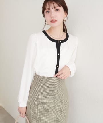 natural couture(ナチュラルクチュール) 【WEB限定】タックヘム羽織ブラウス