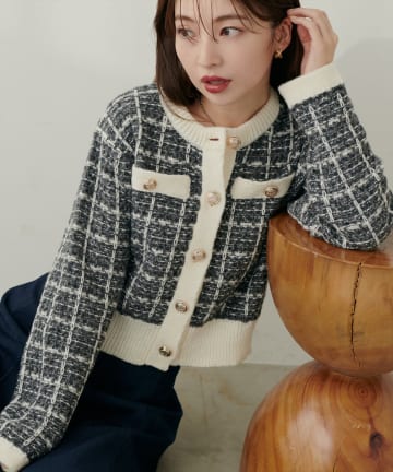 natural couture(ナチュラルクチュール) 【WEB限定】ツイード風カーディガン
