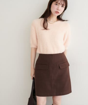 natural couture(ナチュラルクチュール) フェザーヤーン半袖ニットプルオーバー