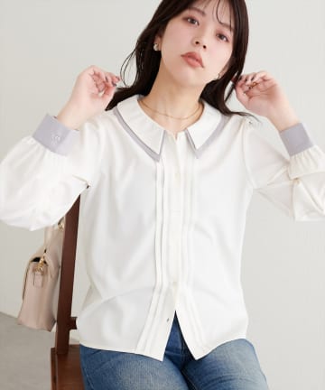 natural couture(ナチュラルクチュール) 配色２枚衿ブラウス