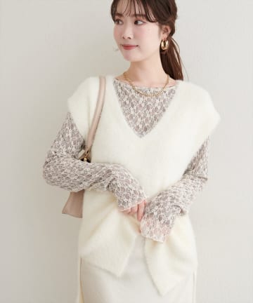 natural couture(ナチュラルクチュール) フェザーヤーンニットベスト