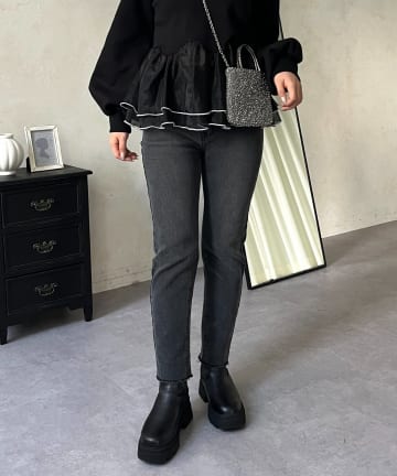 prose verse(プロズヴェール) 【MOMO】裏微起毛ストレッチテーパードデニム