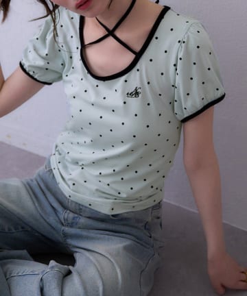 NICE CLAUP / OLIVE des OLIVE OUTLET(ナイスクラップ  / オリーブ デ オリーブ アウトレット) 【one after another】首クロステレコ