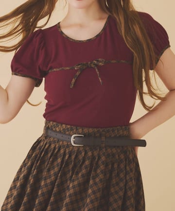 NICE CLAUP / OLIVE des OLIVE OUTLET(ナイスクラップ  / オリーブ デ オリーブ アウトレット) 【one after another】配色リボンT