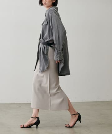 NICE CLAUP / OLIVE des OLIVE OUTLET(ナイスクラップ  / オリーブ デ オリーブ アウトレット) 【LARUTA】ＵＶ＆接触冷感シンプルラインニットスカート