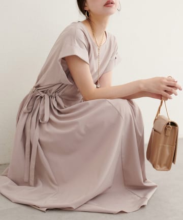 NICE CLAUP / OLIVE des OLIVE OUTLET(ナイスクラップ  / オリーブ デ オリーブ アウトレット) 【natural couture】サイドドロストワンピース