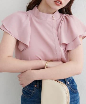 NICE CLAUP / OLIVE des OLIVE OUTLET(ナイスクラップ  / オリーブ デ オリーブ アウトレット) 【natural couture】ラッフルフリルフロントアシメブラウス