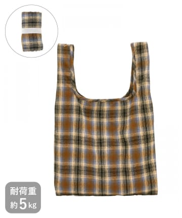 3COINS(スリーコインズ) オンブレチェックエコバッグ