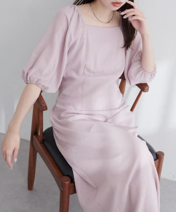 NICE CLAUP / OLIVE des OLIVE OUTLET(ナイスクラップ  / オリーブ デ オリーブ アウトレット) 【natural couture】ポコポコチェック袖ボリュームワンピース