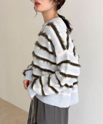 FREDY & GLOSTER(フレディ アンド グロスター) マルチボーダークロップドニットプルオーバー