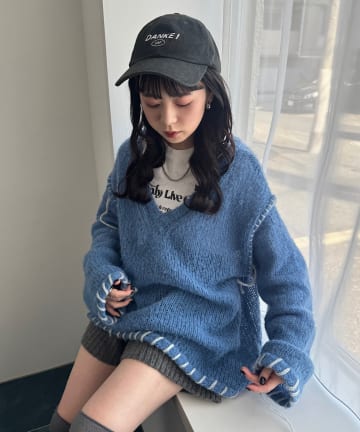 Kastane(カスタネ) 【S.Mサイズ展開】ブラインドステッチニット