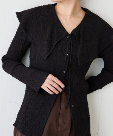 COLLAGE GALLARDAGALANTE(コラージュ ガリャルダガランテ) 【襟は取り外し可】ビッグカラーカーディガン