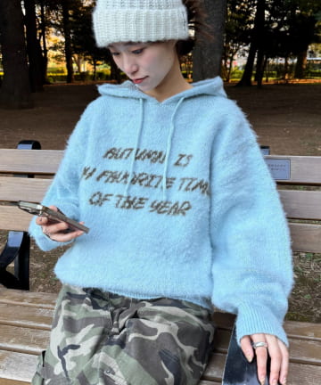 CIAOPANIC TYPY(チャオパニックティピー) モヘアタッチロゴニットフーディー